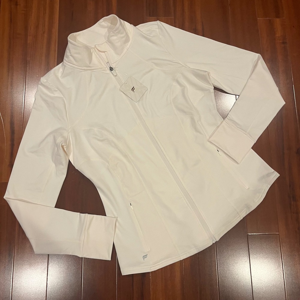 Fabletics Full-Zip Jacket Cold Weather Bone Off-White Active New NWT Size XL